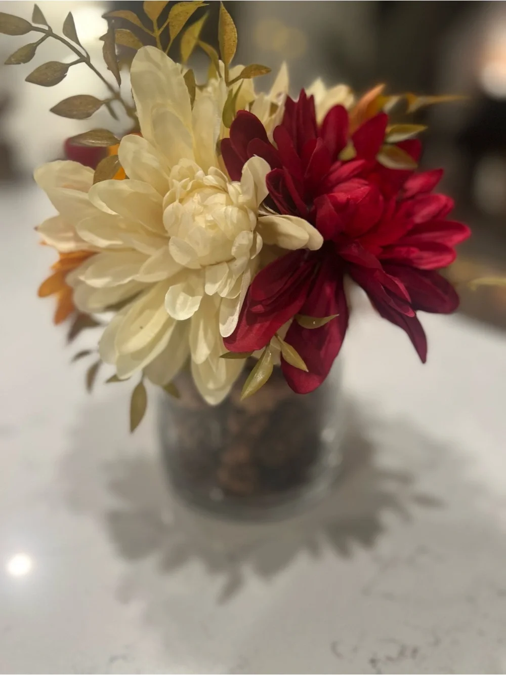 Pier 1 Fall Faux Floral Arrangement - Cream, Orange & Red